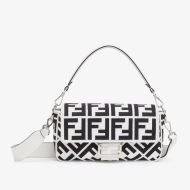 Fendi Medium Baguette Bag In FF Motif Canvas Black/White