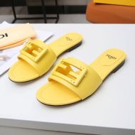 Fendi Baguette Slides Women Leather Yellow