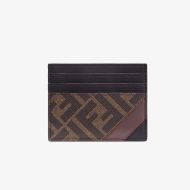 Fendi Card Holder In FF Motif Fabric Brown/Coffee