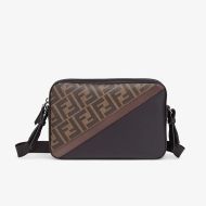 Fendi Compact Camera Case In FF Motif Fabric Brown/Coffee