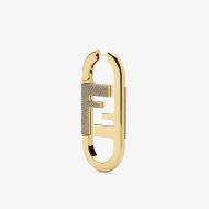 Fendi Large O'Lock Earrings In Crystal Metal Gold