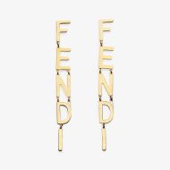 Fendi Signature Drop Earrings In Metal Gold