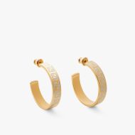 Fendi Small Forever Hoop Earrings In Enamel Metal Gold/White