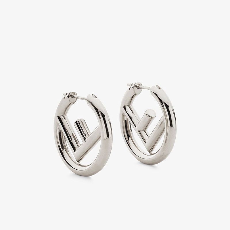 F is Fendi Small Hoop Earrings In Metal Palladium