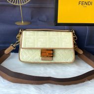 Fendi Medium Baguette Bag In FF Motif Canvas Apricot