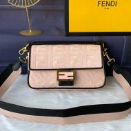 Fendi Medium Baguette Bag In FF Motif Canvas Pink