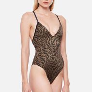 Fendi Crisscross Swimsuit Women FF Vertigo Motif Lycra Brown/Black