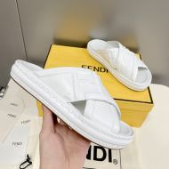 Fendi Crossover Slides Women FF Motif Leather White