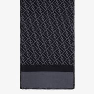 Fendi FF Rectangular Scarf Man In Silk and Wool Black