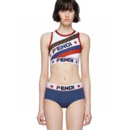 Fendi Gym Set Women Fila Logo Motif Lycra Blue/White