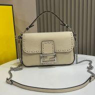 Fendi Mini Baguette Selleria Bag In Cuoio Romano Leather Beige