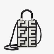 Fendi Mini Sunshine Shopper Bag In Fendi Roma Capsule Leather Black/White