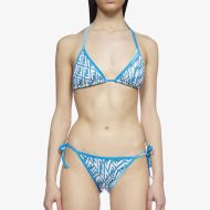 Fendi Triangular Bikini with Ties Women FF Vertigo Motif Lycra Sky Blue