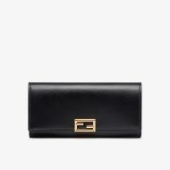 Fendi FF Continental Wallet In Calf Leather Black