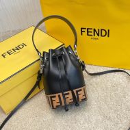 Fendi Mini Mon Tresor Bucket Bag In FF Motif Calf Leather Brown/Black