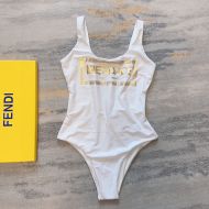 Fendi Swimsuit Women Fendace Motif Lycra White