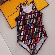 Fendi One-Piece Swimsuit Women FF Motif Lycra Black/Multicolor