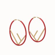 F is Fendi Large Hoop Earrings In Enameled Metal Yellow