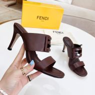 Fendi Baguette Heeled Slides Women Leather Burgundy