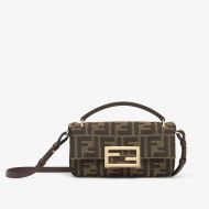 Fendi Baguette Phone Pouch In FF Motif Fabric Brown