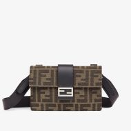 Fendi Baguette Pouch In FF Motif Fabric Brown