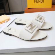 Fendi Baguette Slides Women Leather White