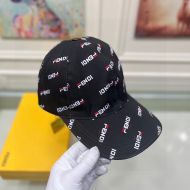 Fendi Baseball Cap In Fendi Roma Motif Canvas Black