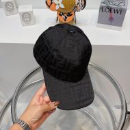 Fendi Baseball Cap In FF Motif Cotton Black