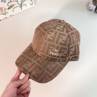 Fendi Baseball Cap In FF Motif Cotton with FF Fendi Hardware Apricot