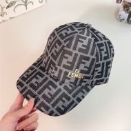 Fendi Baseball Cap In FF Motif Cotton with FF Fendi Hardware Black