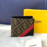 Fendi Bi-fold Wallet In FF Motif Fabric Brown/Red