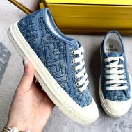 Fendi Domino Sneakers Unisex FF Motif Denim Blue