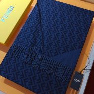 Fendi FF Scarf In Wool Blue