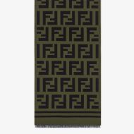 Fendi FF Scarf In Wool and Silk Green