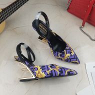 Fendi First Slingback Pumps Women Fendace Baroque Fabric Purple