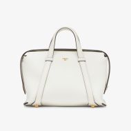 Fendi Medium Boston 365 Bag In Grained Leather White