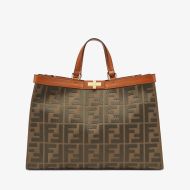 Fendi Medium Peekaboo X-Tote In FF Motif Canvas Coffee