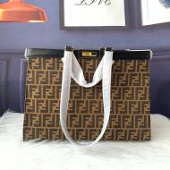 Fendi Medium Peekaboo X-Tote In FF Motif Fabric Coffee/Black