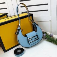 Fendi Mini Cookie Hobo Bag In Calf Leather Sky Blue