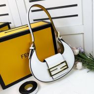 Fendi Mini Cookie Hobo Bag In Calf Leather White