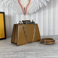 Fendi Mini Peekaboo Cut bag In Calf Leather Brown