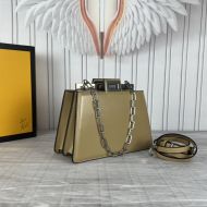 Fendi Mini Peekaboo Cut bag In Calf Leather Khaki