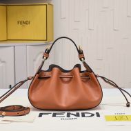 Fendi Mini Pomodorino Bucket Bag In Calf Leather Brown