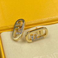 Fendi O'Lock Earrings In Crystals Metal Gold