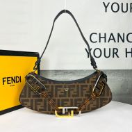 Fendi O'Lock Swing Pouch In FF Motif Fabric Brown