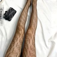 Fendi Pantyhose In FF Netting Mesh Khaki