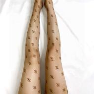 Fendi Pantyhose In Karligraphy Motif Nylon Khaki