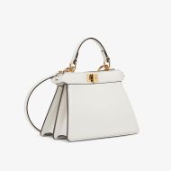 Fendi Petite Peekaboo ISeeu Bag In Nappa Leather White