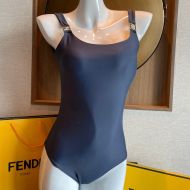 Fendi Reversible Swimsuit Women FF Motif Lycra Navy Blue/Brown