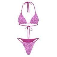 Fendi Reversible Triangular Bikini with Ties Women Skims Logo Motif Lycra Purple/Rose